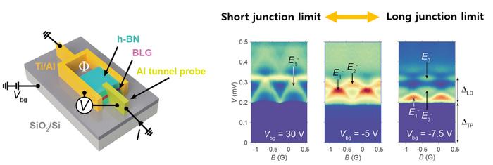 A schematic of a bilayer graphene Josephson junction device with a tunneling electrode