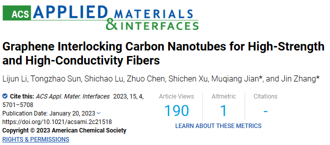 北大/北京石墨烯研究院张锦院士团队《ACS AMI》：高强高导电石墨烯/碳纳米管纤维