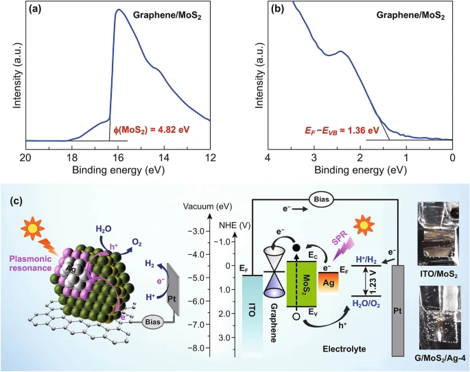高效光电水分解材料：在石墨烯上可控和大规模垂直生长等离子Ag修饰的二维MoS₂纳米片