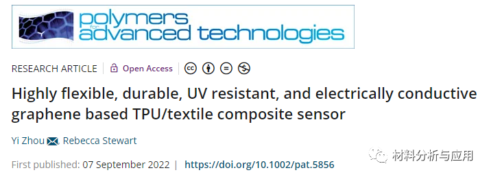 伦敦帝国理工学院《PAT》:基于石墨烯的高柔性、耐用、抗紫外线和导电的 TPU/纺织复合传感器
